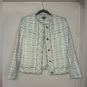 Ann Taylor Factory White and Black Tweed Blazer